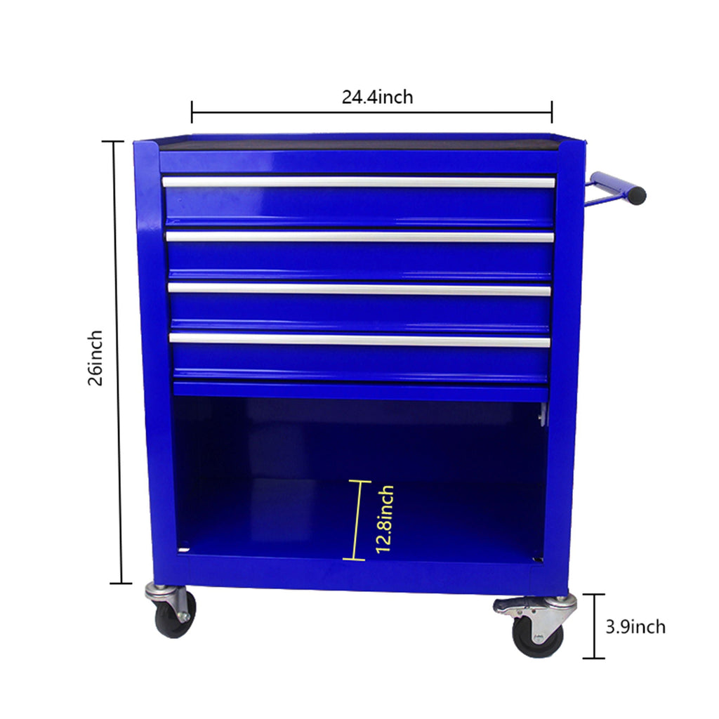 Multifunctional 4-Drawer Tool Cart with Wheels - Blue or Orange