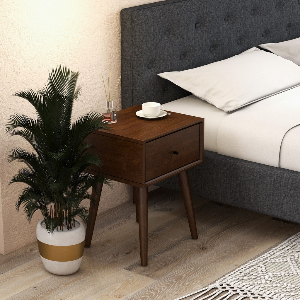 Modern Design Night Stand with Solid Wood Construction - Dark Brown or White