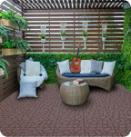 Stone Texture 12" Patio Deck Tiles with Interlocking Design - Set of 44