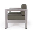 Outdoor Aluminum Loveseat with Deep Cushions - Silver