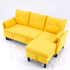 Reversible Chaise Sleeper Sectional Sofa with Storage - Cotton-Linen Upholstery