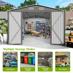 Outdoor Storage Shed with Lockable Doors - Dark Gray