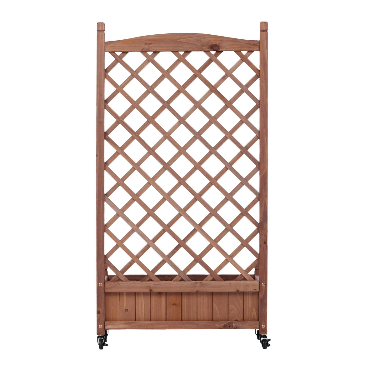 Raised Garden Bed with Trellis 2 Pack – Solid Wood Planter & Plant Stand, Brown