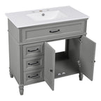 Bathroom Vanity With Sink and Drawers - Freestanding Solid Wood Cabinet