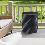 Modern Petal Shape Side Table with Sculptural Base - Black