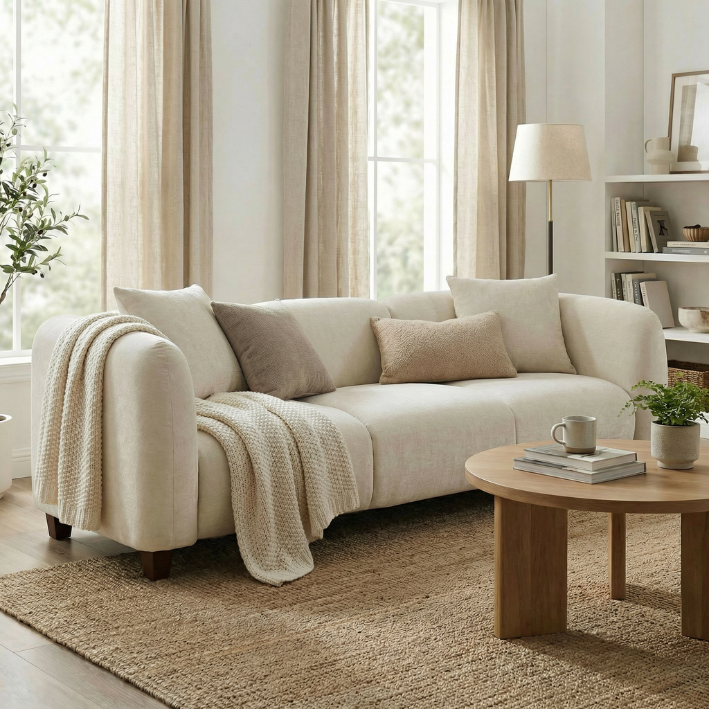 Modern 87 Inch Upholstered Chenille Sofa with Sturdy Frame - Multiple Colors