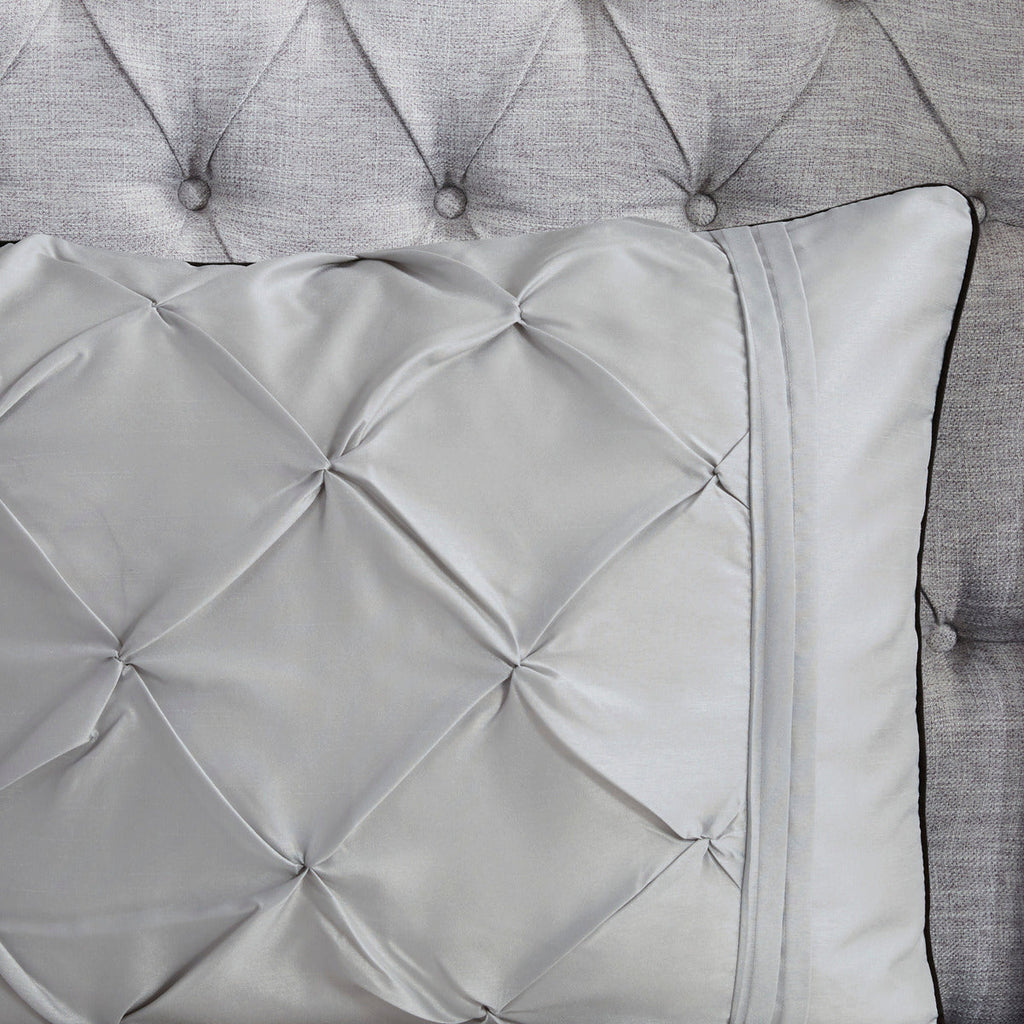 7 Piece Tufted Comforter Set Grey Queen