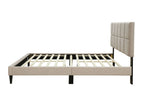 Gray Full Size Upholstered Bed with USB Charging Ports - Modern Squares Headboard
