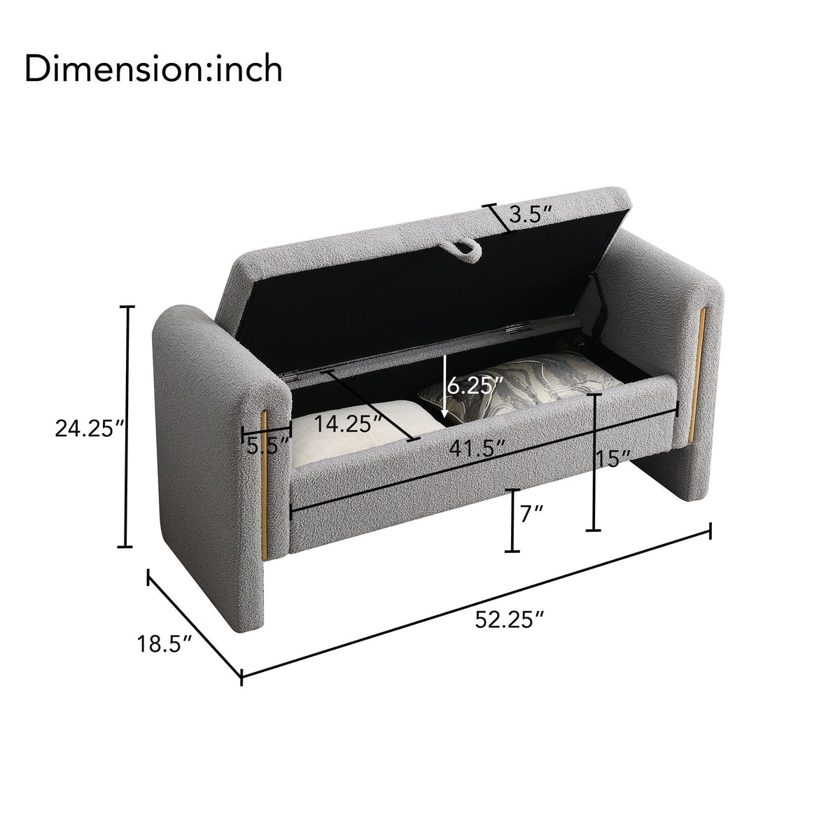 Modern Teddy Upholstered Bed End Bench with Storage - Multiple Colors