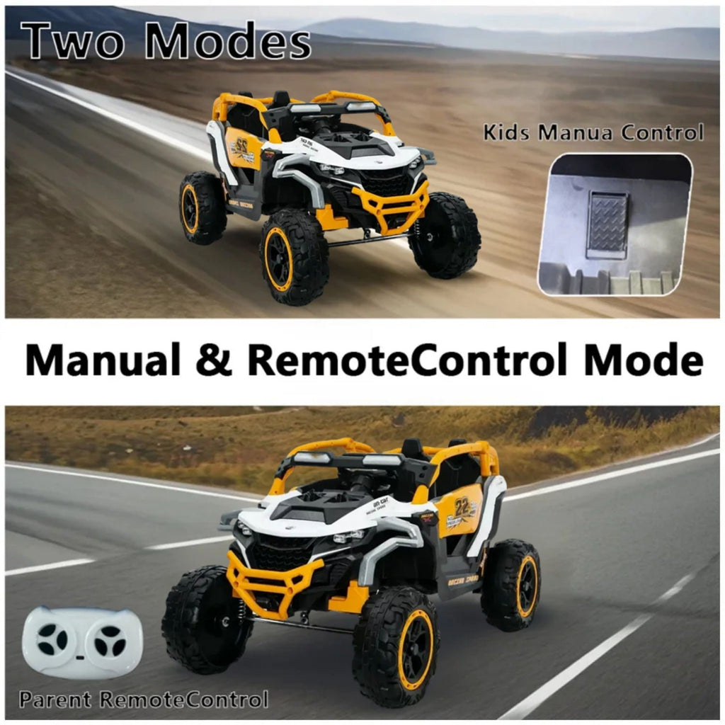 12V Kids Electric Truck Ride-On with Remote Control & Suspension - Yellow/White