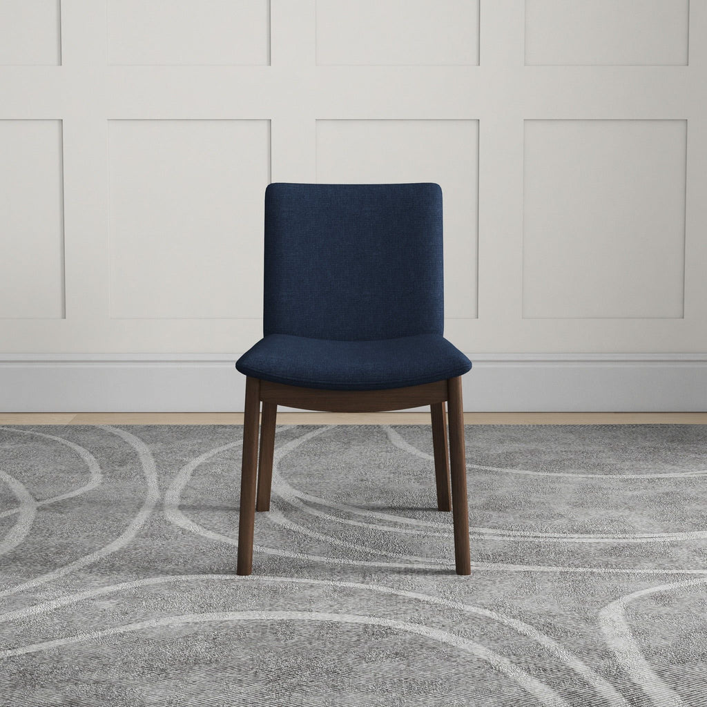 Mid-Century Modern Solid Wood Dining Chair Set with Fabric Upholstery - Multiple Colors
