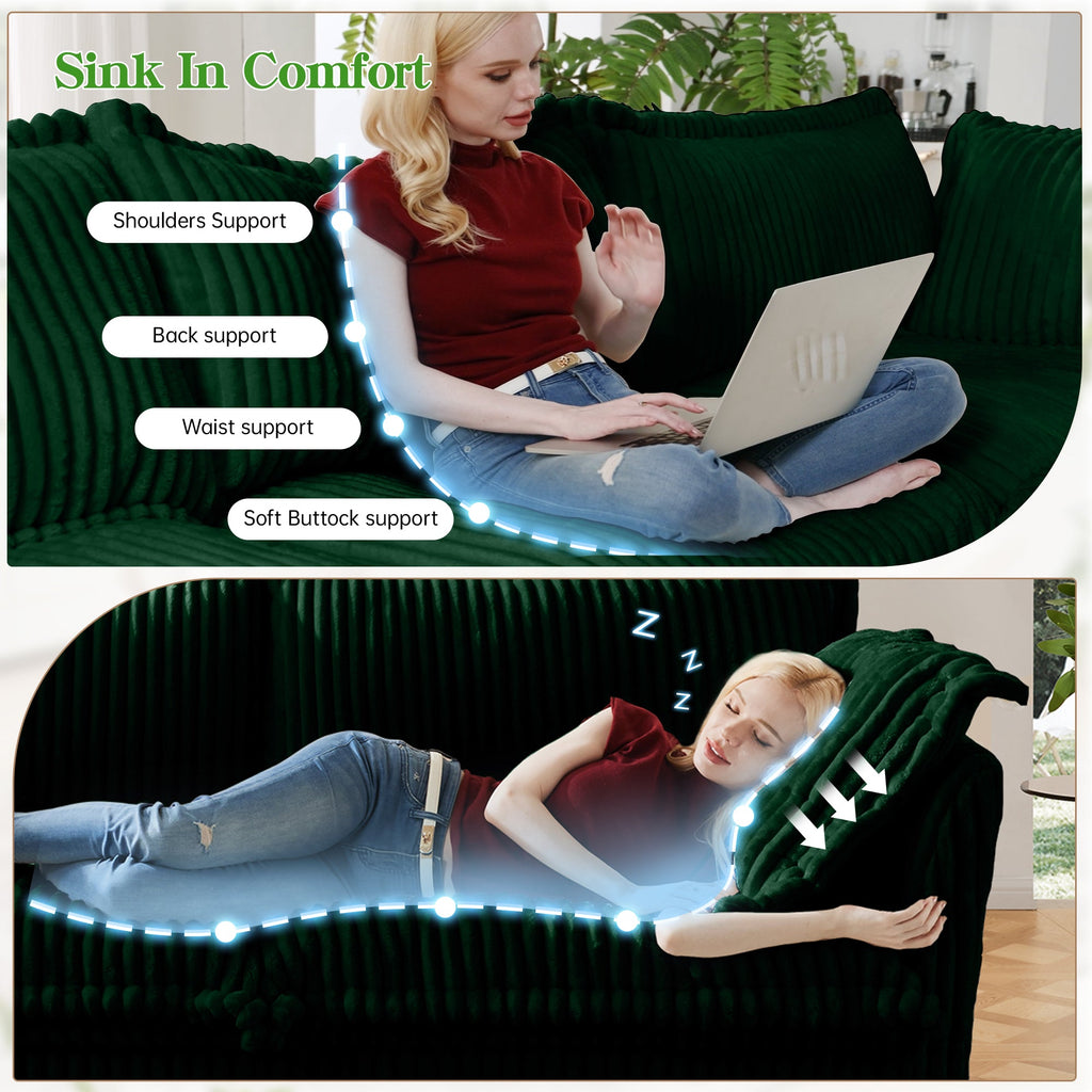 Slipcovered L Shape Sectional Long Sofa Couch