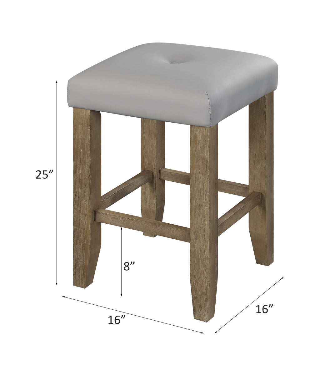 Charnell Tapered Leg Dining Stool with Storage Base - Faux Leather, 16" W x 16" D x 25" H
