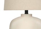 Modern Cream Resin Table Lamp with Beige Linen Shade