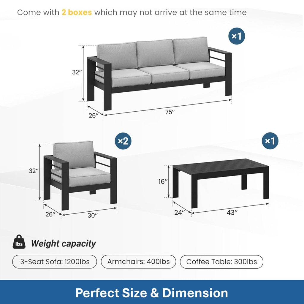 All-Weather Outdoor Patio Set with Thick Cushions - Multiple Colors