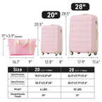 Lightweight Hardshell Luggage Set 2 Piece with TSA Lock - Black, White or Pink