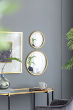 Round Mirror with Iron Frame - Gray