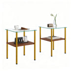 Modern Glass Coffee Table and End Tables Set of 3 with Golden Metal Legs
