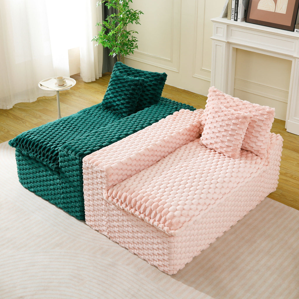 Luxury Multifunctional Sofa for Living Room with Adjustable Layout - Black, Dark Green, White, Pink