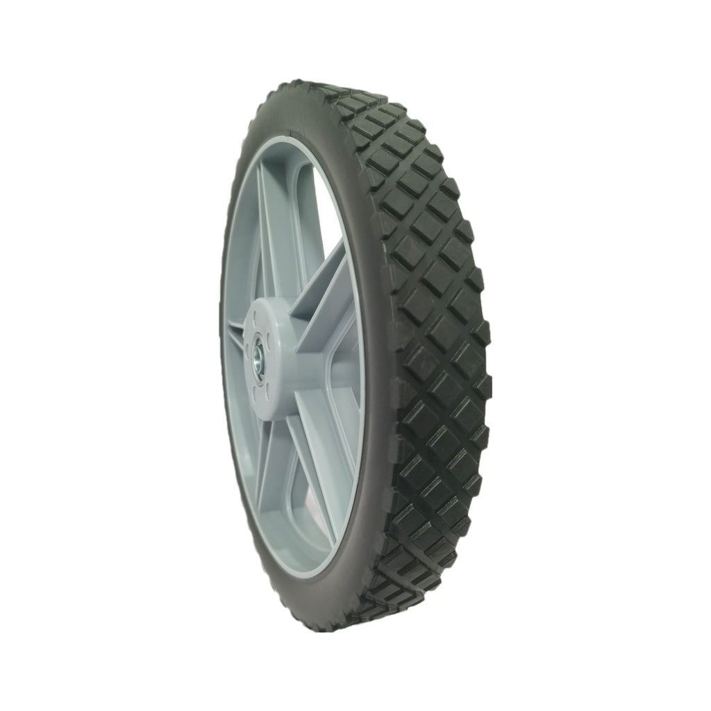 Universal 12" Spoked Plastic Wheel and Tire with Puncture-Proof Design - Black