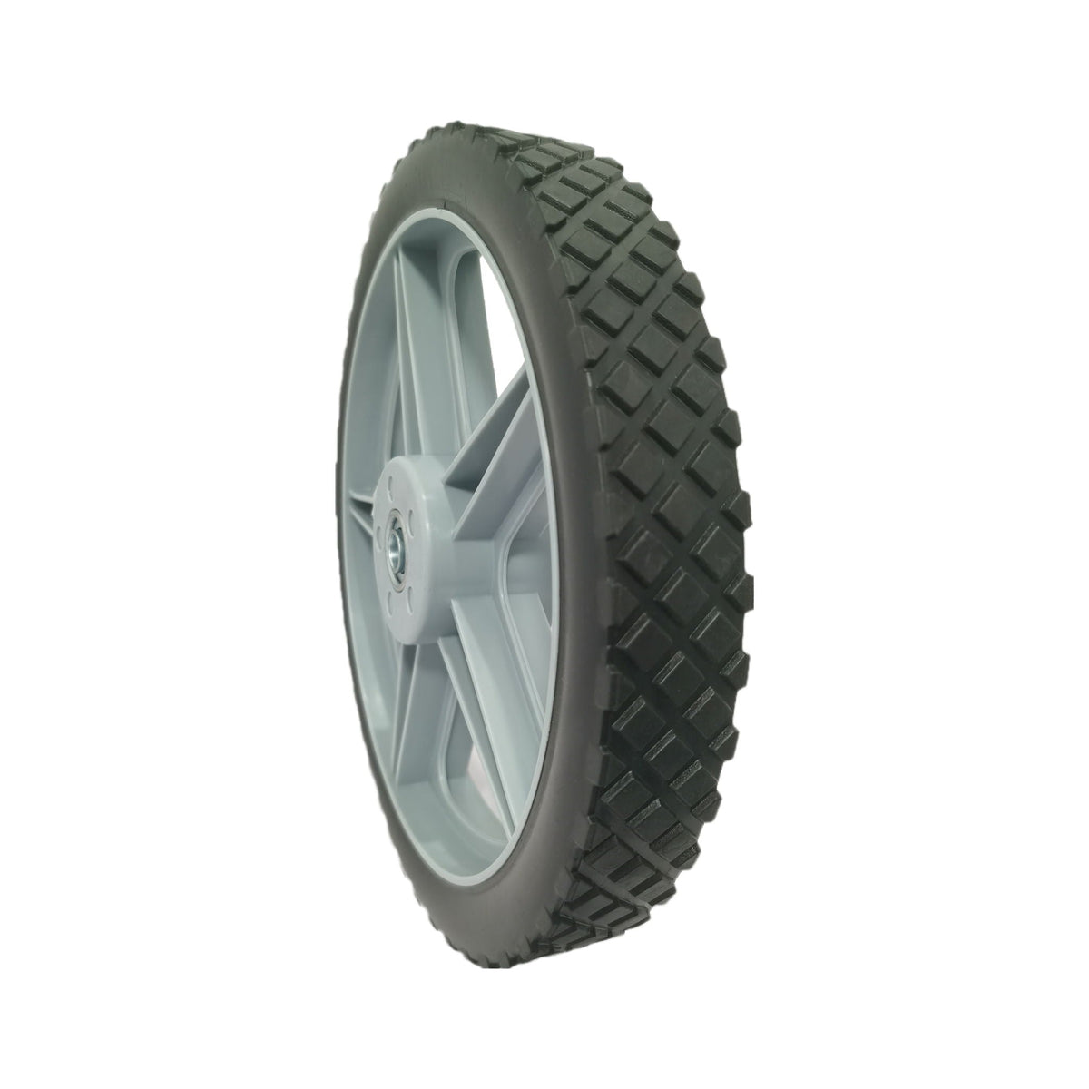 Universal 12" Spoked Plastic Wheel and Tire with Puncture-Proof Design - Black