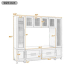 Modern Entertainment Center with Fluted Glass Doors - White or Black