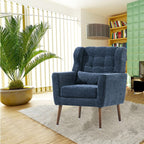Modern Upholstered Arm Chair with Solid Wood Legs and Pillow - Multiple Colors