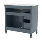 Bathroom Vanity With Sink and Drawers - Freestanding Solid Wood Cabinet