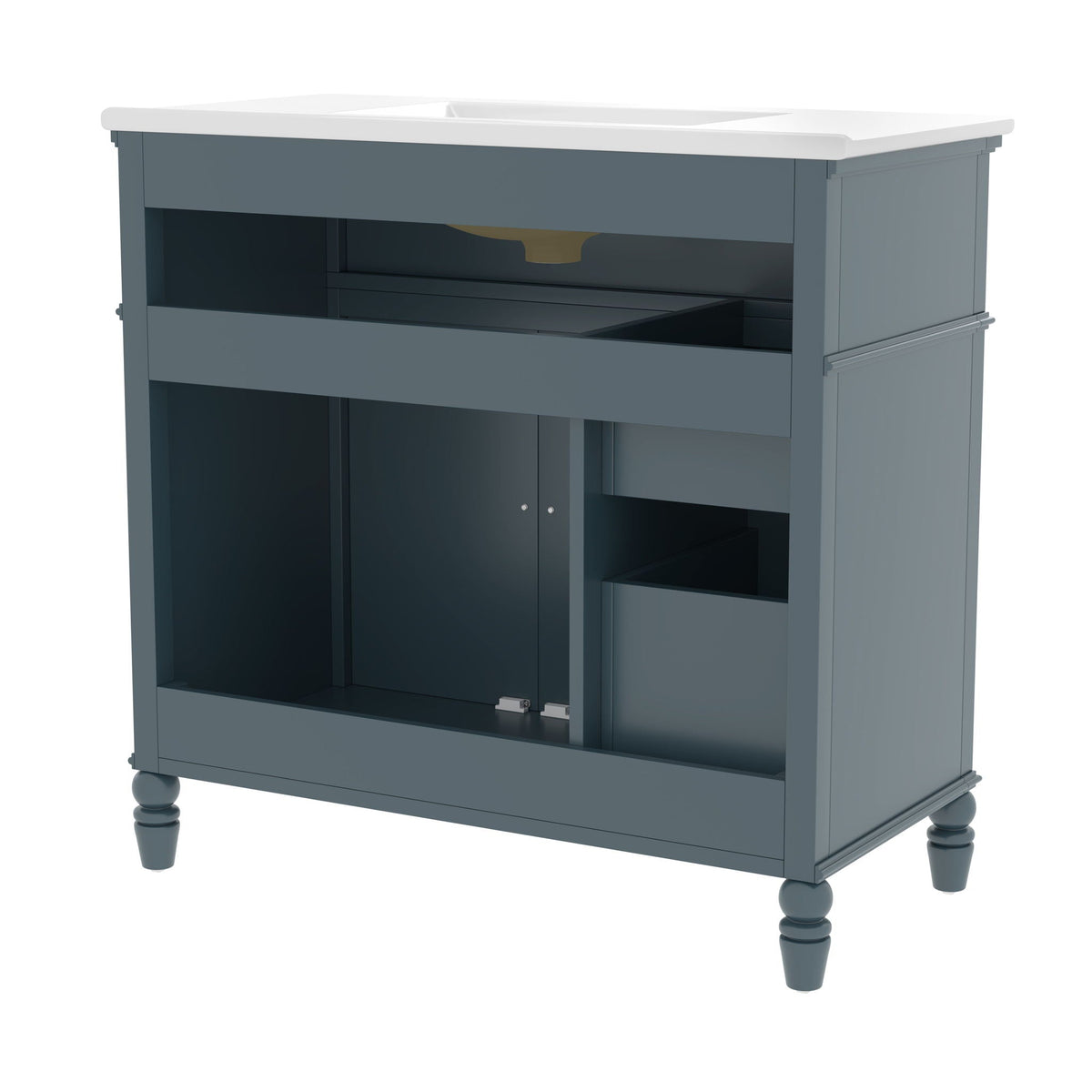 Bathroom Vanity With Sink and Drawers - Freestanding Solid Wood Cabinet