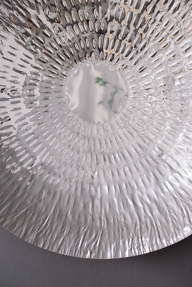 Textured Oversized Disc Wall Decor with Concealed Mounting - Silver