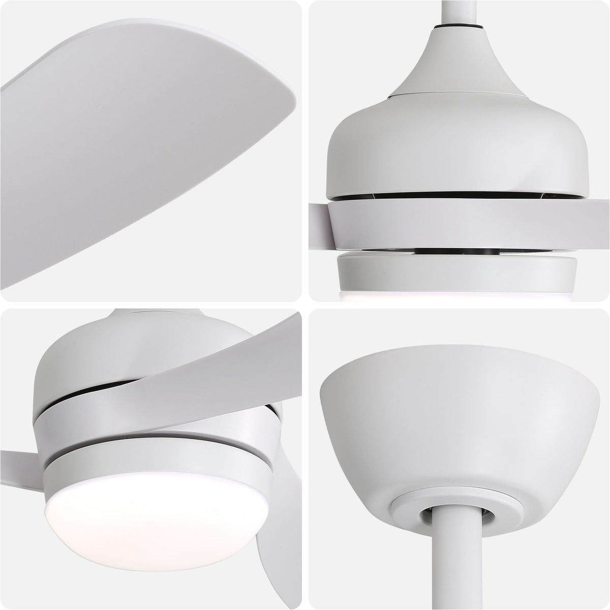 Ceiling Fan with Reversible DC Motor and Remote Control - White or Dark Brown