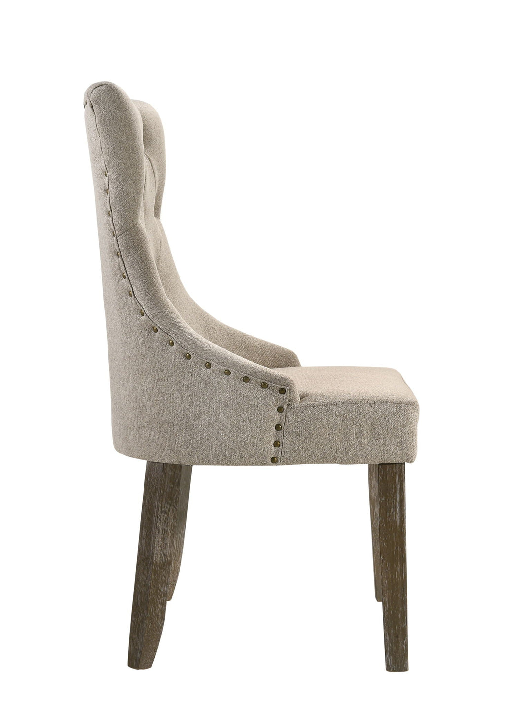 Two Tone Reclaimed Side Chair Set with Padded High-Back - Beige / Gray