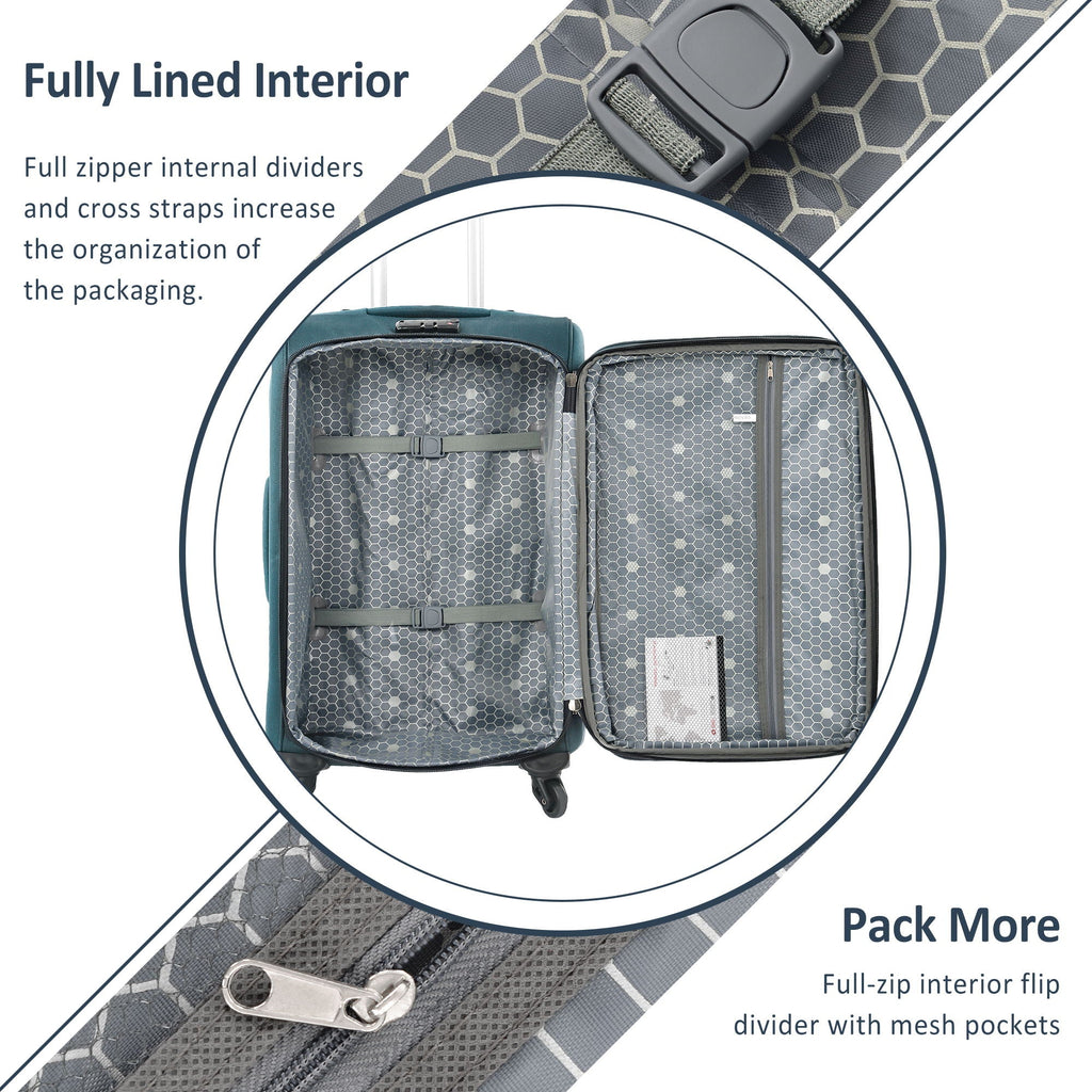 Expandable Softside Luggage 3 Piece Set with Spinner Wheels - Multiple Colors