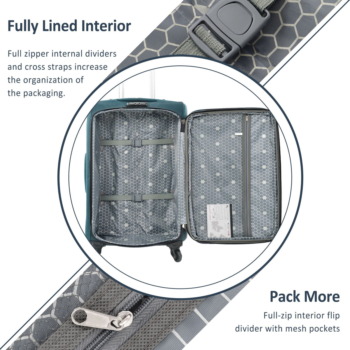 Expandable Softside Luggage 3 Piece Set with Spinner Wheels - Multiple Colors