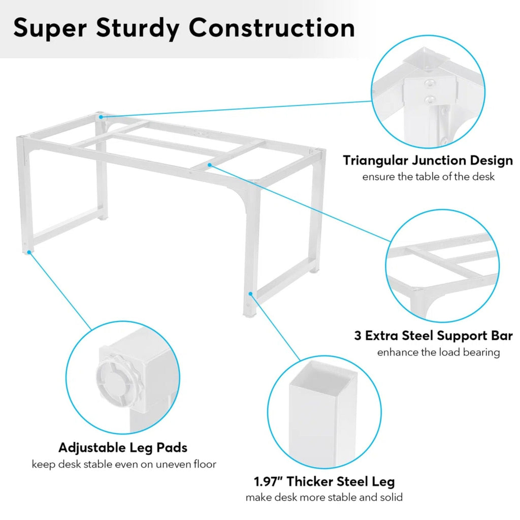 Large Executive Desk with Thick Frame - White