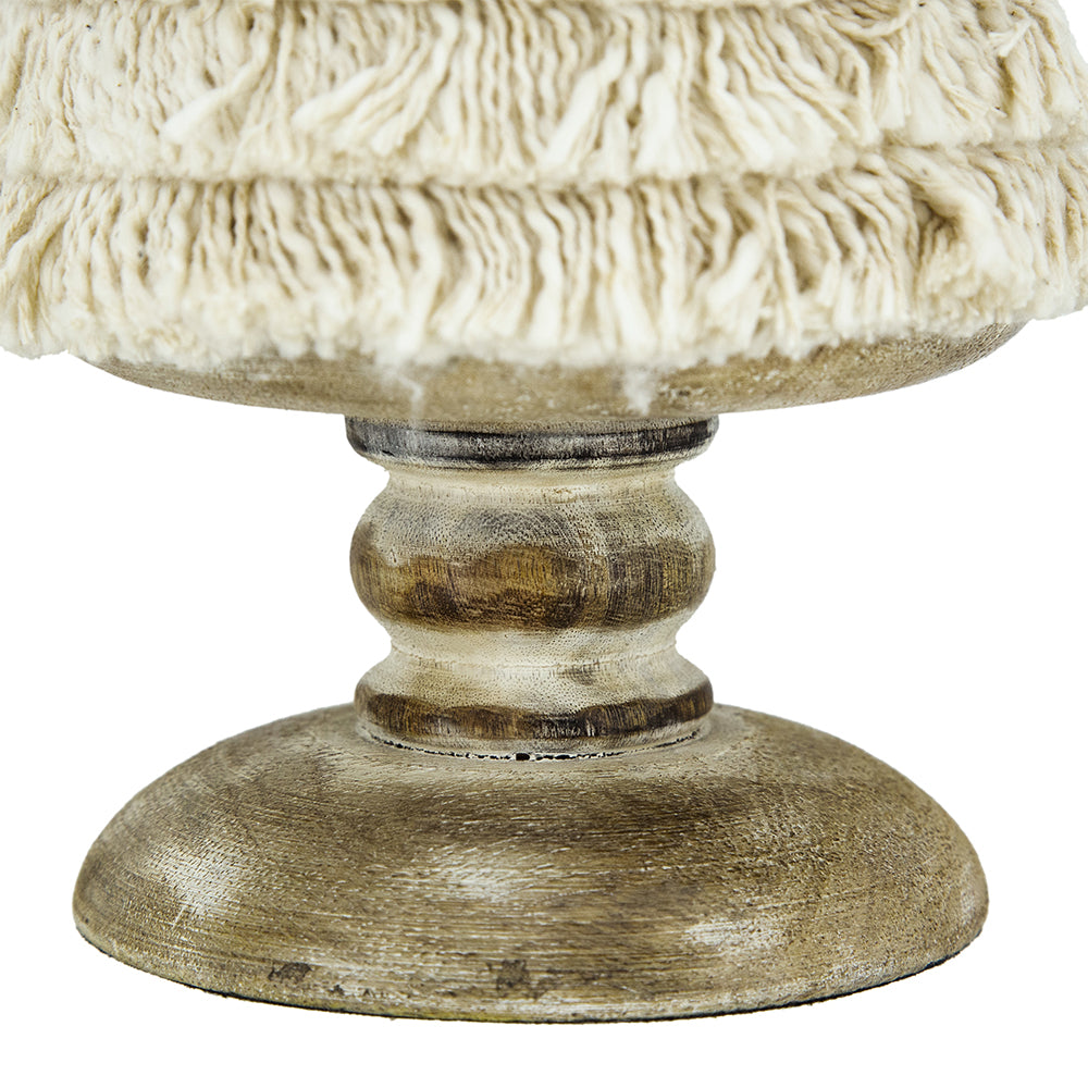 Fringes Embellished Cone with Wooden Base - Accessories