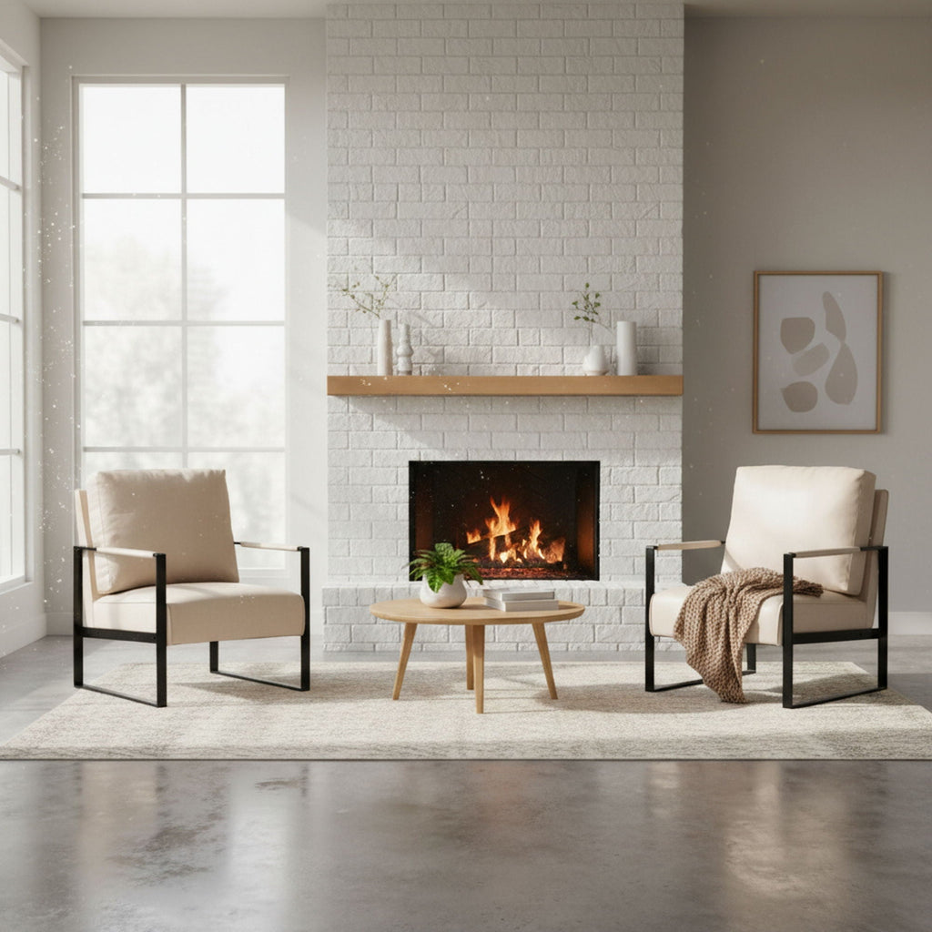 Classic Mid Century Modern Accent Chair with Square Metal Frame - Multiple Colors