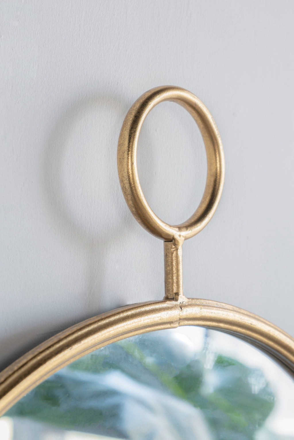 Gray Circle Wall Mirror with Iron Frame - Modern Accent for Living Room