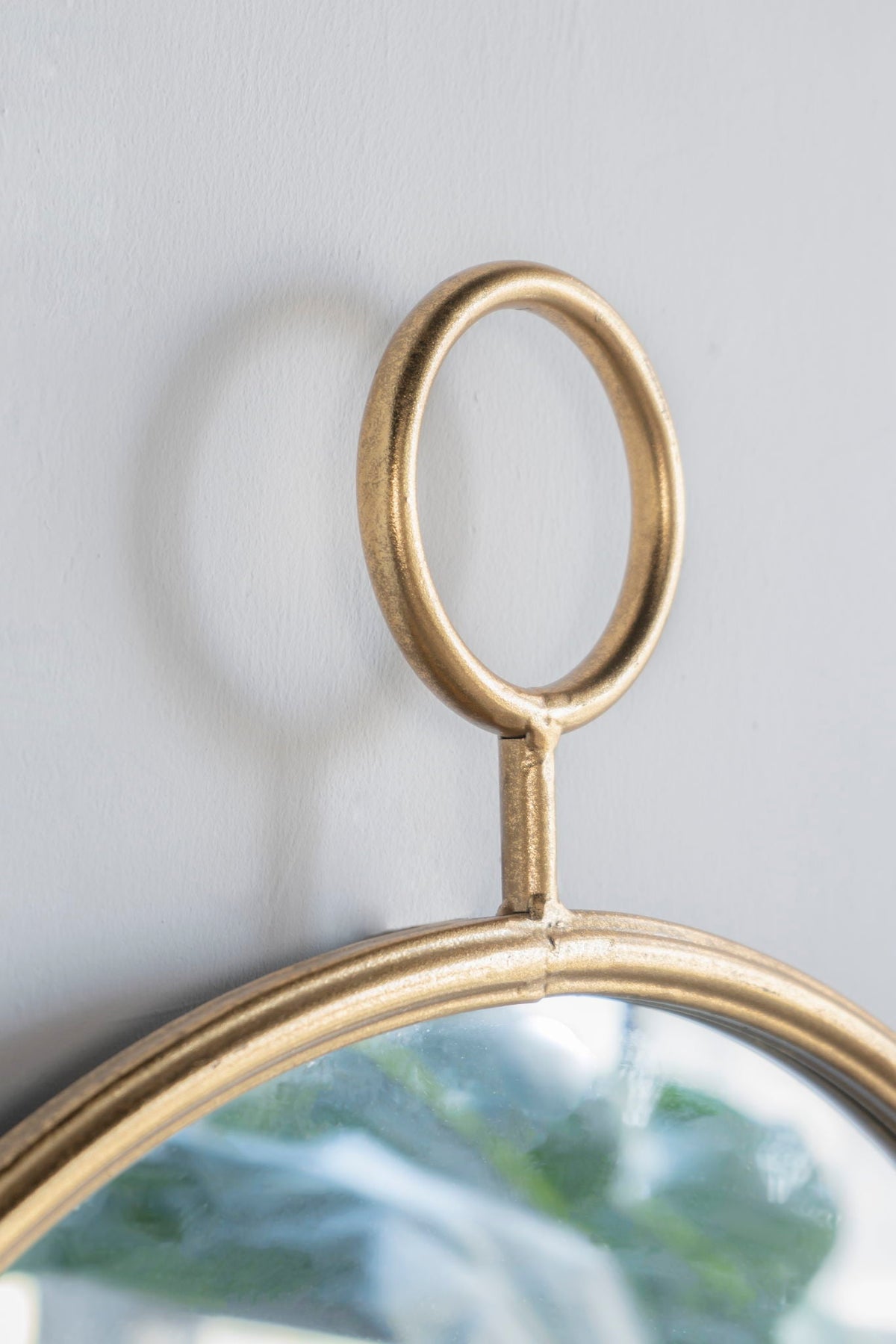Gray Circle Wall Mirror with Iron Frame - Modern Accent for Living Room