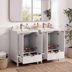 Modern Bathroom Vanity with Sink Combo – Compact Storage - Dark Brown or White