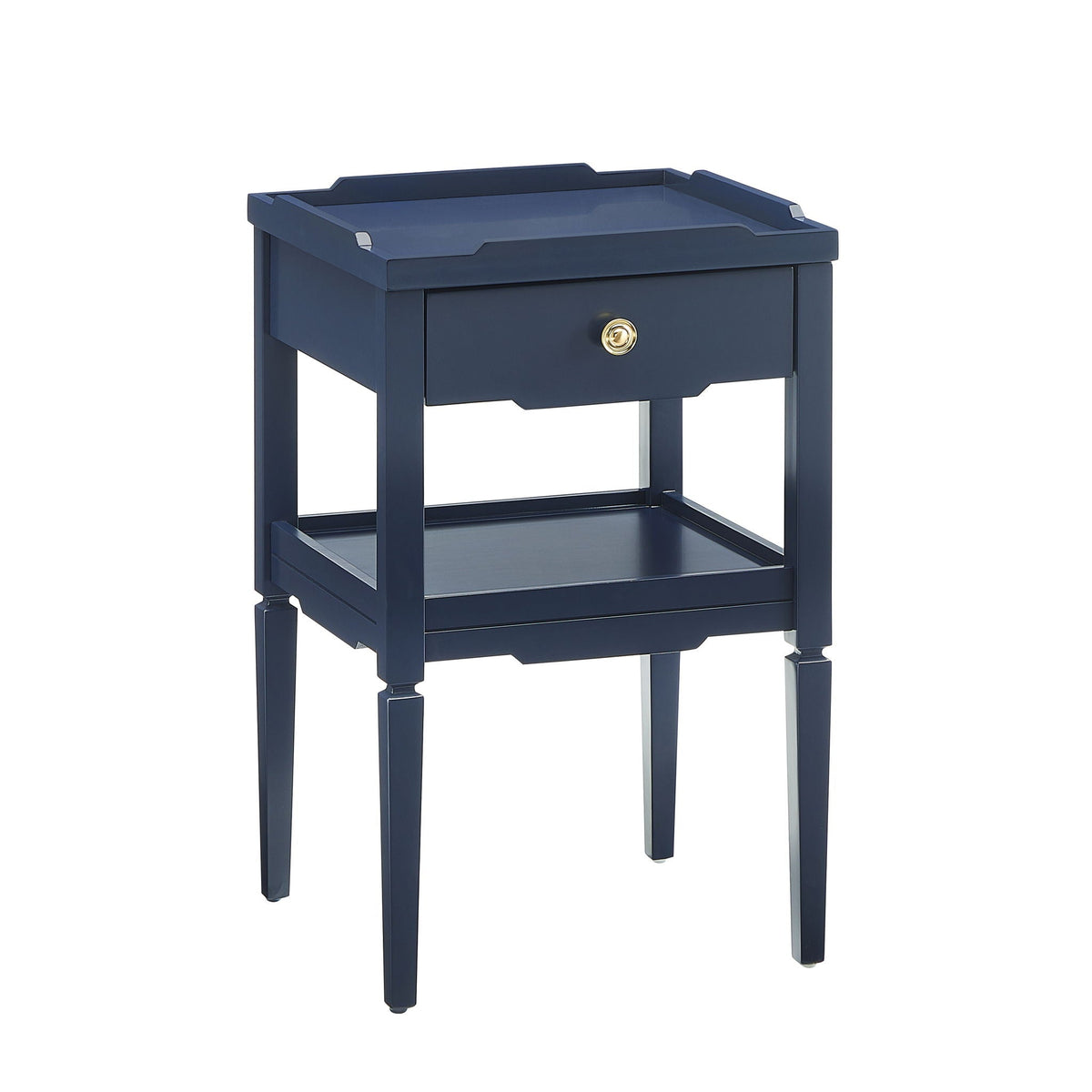 1 Drawer Nightstand with Solid Wood Frame - Blue, Dark Green, or White