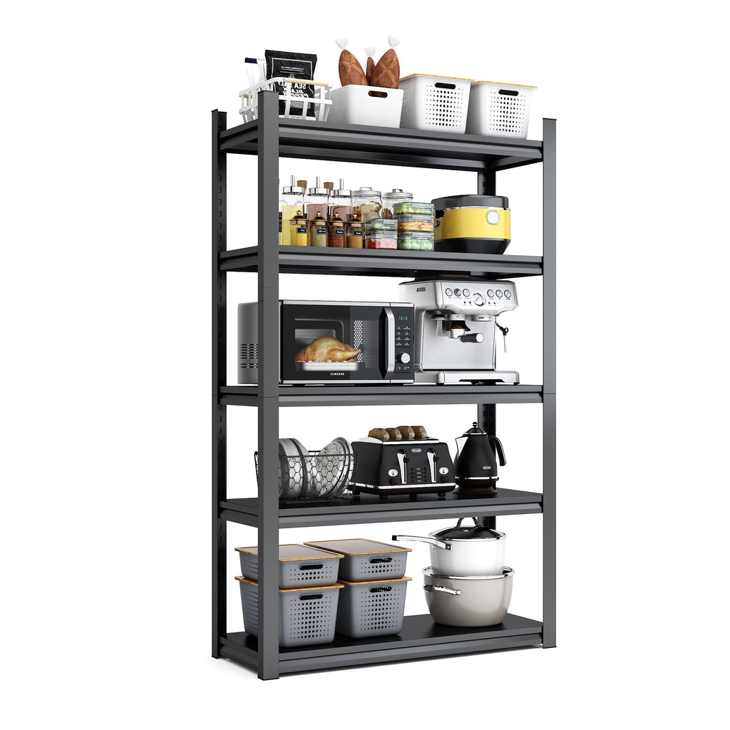 Heavy Duty Metal Garage Shelving Unit with Adjustable Shelves - Black