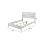 Modern Bed Frame with Wave Texture Headboard and Angled Legs - White