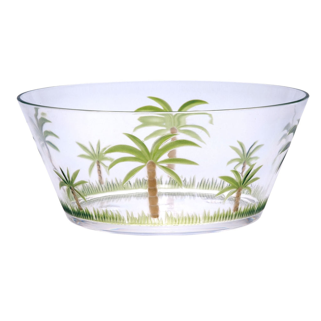 Palm Tree Acrylic Serving Bowl with Unbreakable Design - White