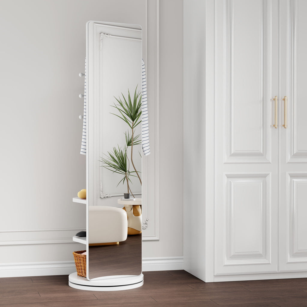 3 In 1 Multifunctional Full-Length Clothing Mirror with Rotating Design - Dark Brown, Black, White, Light Brown