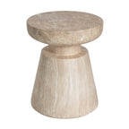 Travertine Outdoor Side Table with Pedestal Base – Gold or White