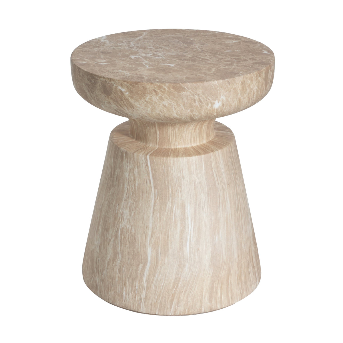Travertine Outdoor Side Table with Pedestal Base – Gold or White