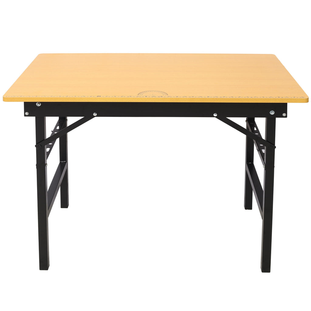 Portable Folding Work Table with Measuring Tape and Angle Finder - Black