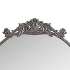 Vintage Arched Full Body Mirror with Carved Applique - Bronze or Pearl Silver