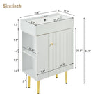 Bathroom Vanity with Single Ceramic Sink and Side Storage - Multiple Colors